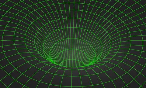 Wormhole geometric grid wireframe tunnel flat style design vector illustration. 스톡 일러스트