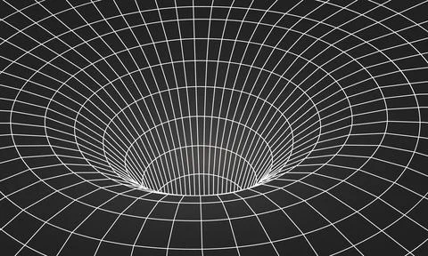 Wormhole geometric grid wireframe tunnel flat style design vector illustration. Stock Illustration
