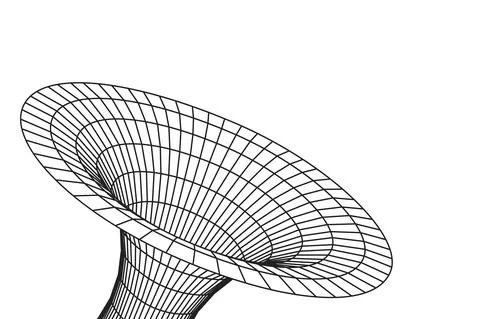 Wormhole geometric grid wireframe tunnel flat style design vector illustration. Stock Illustration