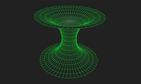 Wormhole geometric grid wireframe tunnel flat style design vector illustration. 스톡 일러스트