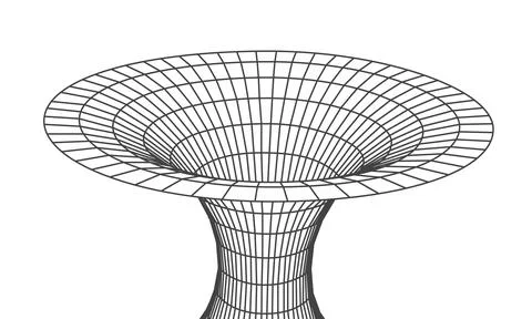Wormhole geometric grid wireframe tunnel flat style design vector illustration. Stock Illustration