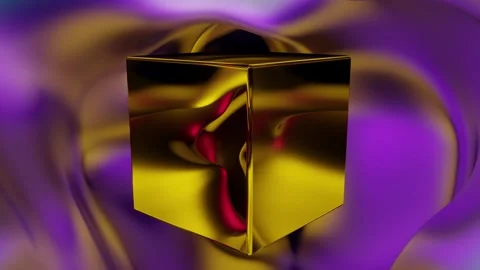 Wormhole infinite loop - tunnel flight with a reflective cube flying through Stock Footage 246790197