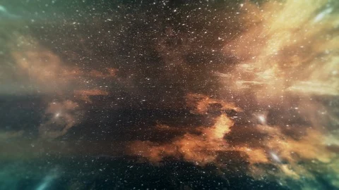 Wormhole sideways through time and space, clouds, and millions of stars. Stock Footage