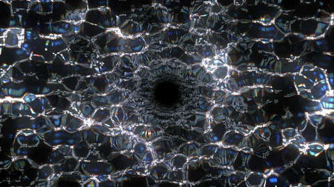Wormhole in Space Moving Through Seamless. Abstract Rippled Pattern Tunnel Stock Footage 134907184