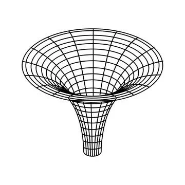 Wormhole spacetime warping scientific concept visualization Stock Illustration