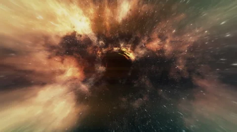 Wormhole straight through time and space, clouds, and millions of stars. Stock Footage 61233732