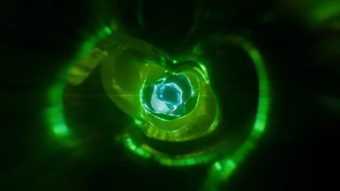 Wormhole Tunnel Loop in dark green with blue center Stock Footage 253594772