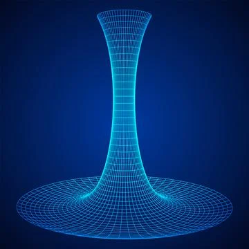 Wormhole tunnel mesh objects wireframe vector イラスト素材