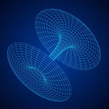 Wormhole tunnel mesh objects wireframe vector Stock Illustration
