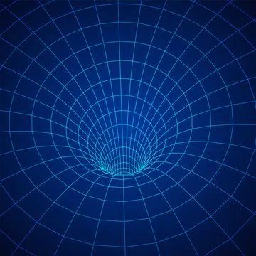 Wormhole tunnel mesh objects wireframe vector Stock Illustration