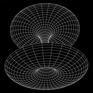 Wormhole tunnel mesh objects wireframe vector Stock Illustration