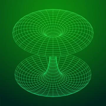 Wormhole tunnel mesh objects wireframe vector Stock Illustration