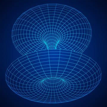 Wormhole tunnel mesh objects wireframe vector Stock Illustration