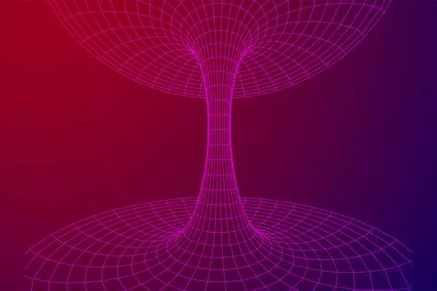 Wormhole tunnel mesh objects wireframe vector Stock Illustration