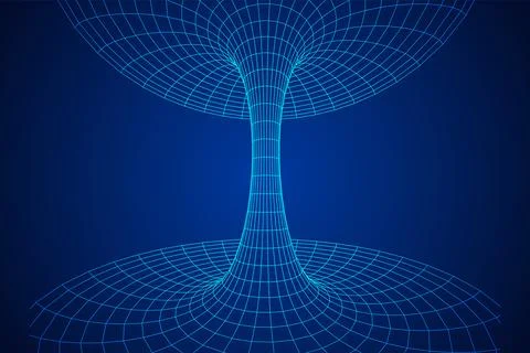 Wormhole tunnel mesh objects wireframe vector Stock Illustration