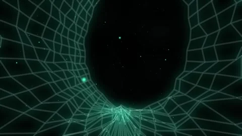 Wormhole vortex time travel through geometric grid tunnell 4k animation Stock Footage 240749516