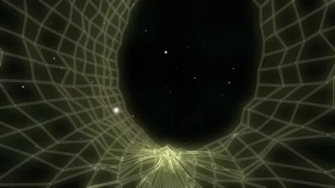 Wormhole vortex time travel through geometric grid tunnell 4k animation Stock Footage 241434037