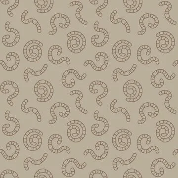 Worms and Rainworms vector line seamless pattern. Earthworm background Stock Illustration