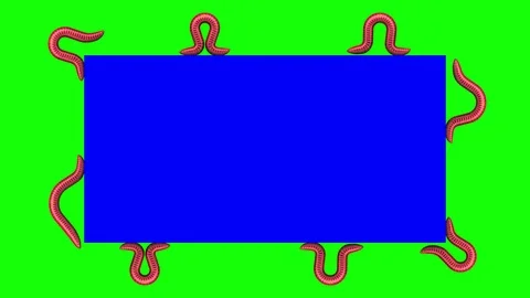 Worms on blue rectangle, looping 3D animation Stock Footage 112017482