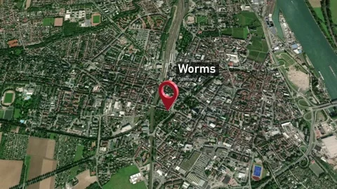 Worms City Zoom (Germany) from Space to Earth Stock Footage 233974481