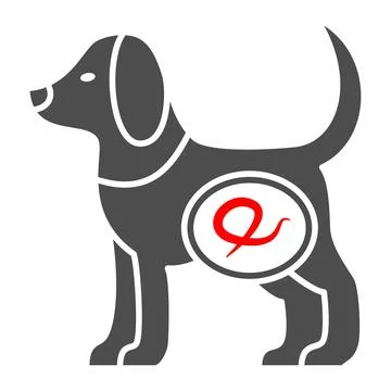 Worms in dogs solid icon, Diseases of pets concept, Worms intestinal parasites Stock Illustration