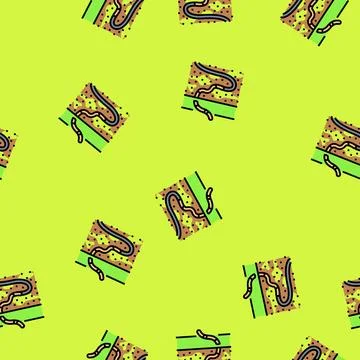 Worms escaping from toxic ground vector seamless pattern Stock Illustration