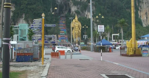 Worms eye low angle walk towards batu caves Stock Footage 112848275