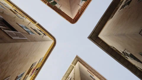 Worms eye slow motion shot of old town of Nice in spring Video stock 246155593