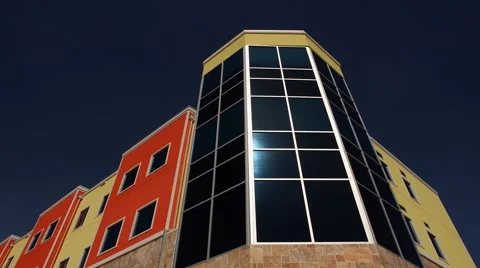 Worm's Eye View of Building in Dayglo Colors Stock Footage 1184600
