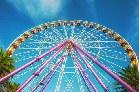 Worms eye view of an observation wheel Stock Photos