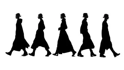 Worm's-Eye View Runway Walk Silhouette Pack Stock Illustration