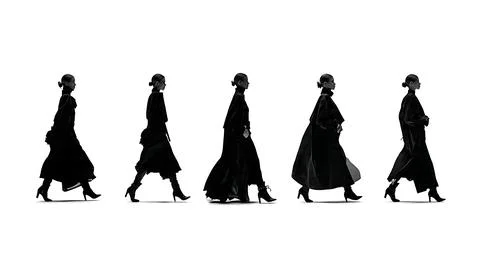 Worm's-Eye View Runway Walk Silhouette Pack Stock Illustration