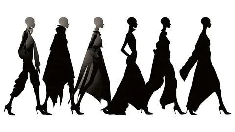 Worm's-Eye View Runway Walk Silhouette Pack Stock Illustration