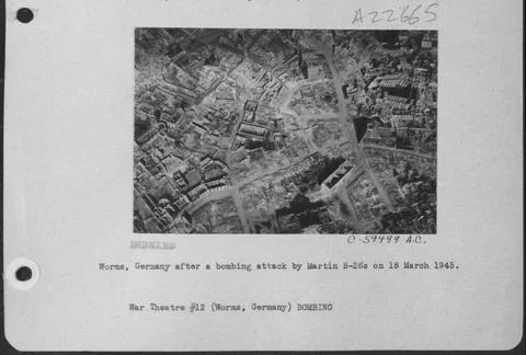 Worms, Germany After A Bombing Attack By Martin B-26S On 18 March 1945. Co... Stock Photos