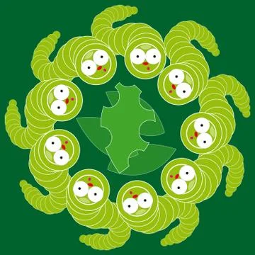 Worms on green background Stock Illustration