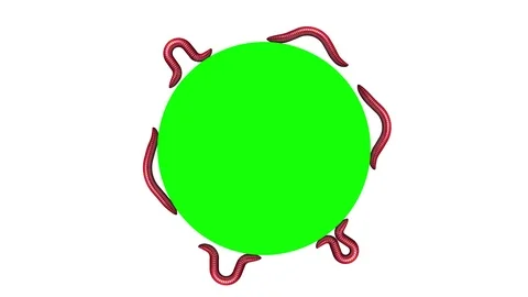 Worms on green circle, looping 3D animation Stock Footage 112003388