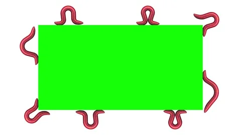 Worms on green rectangle, looping 3D animation Stock Footage 112003555