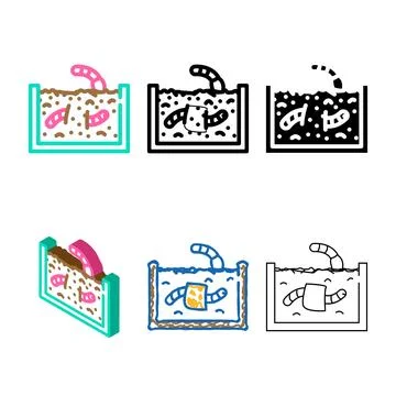 Worms in ground range color icon vector Stock Illustration