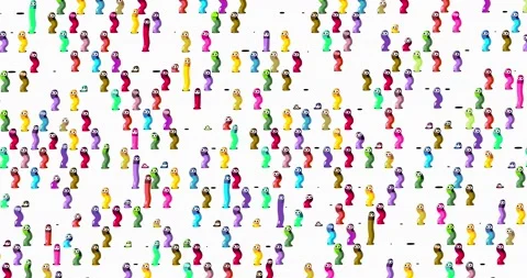 Worms peek-a-boo cartoon small characters wallpaper on light background Stock Footage 238894762