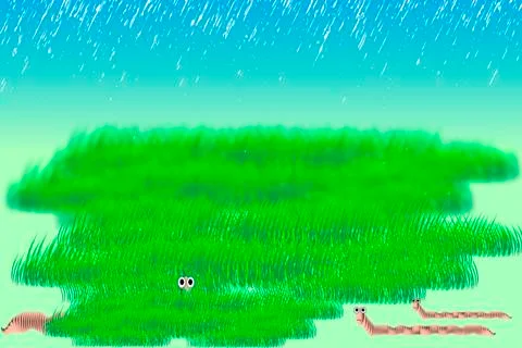 Worms, rain and grass Illustrazione stock