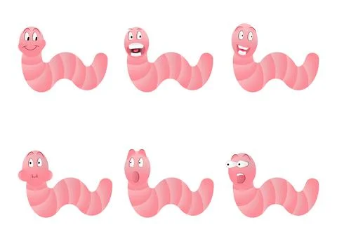 Worms set with different emotions. Vector illustration Stock Illustration