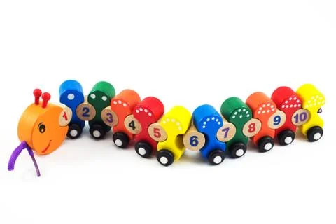 Worms train, Children toy for brain, Brain development, Skills Preschool Stock Photos
