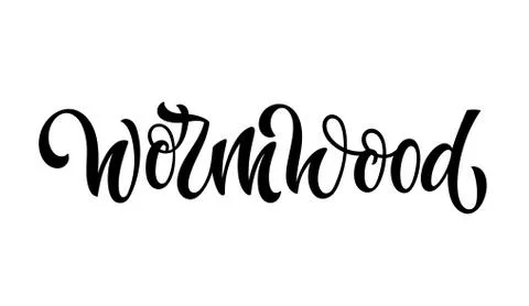 Wormwood - vector hand drawn calligraphy style lettering word. Stock Illustration