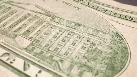 Worn 10-dollar USD banknote, extreme close-up with a sliding motion. 스톡 동영상 301446507