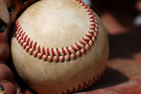 Worn baseball close up Stock Photos