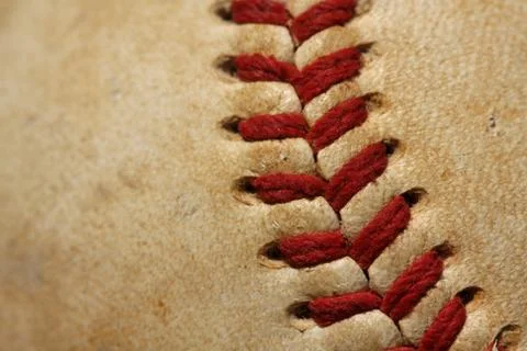 Worn baseball macro close up Stock Photos