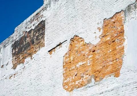 Worn Brick Wall on Old Building Foto stock