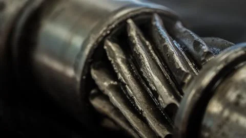 Worn broken gear macro 写真素材