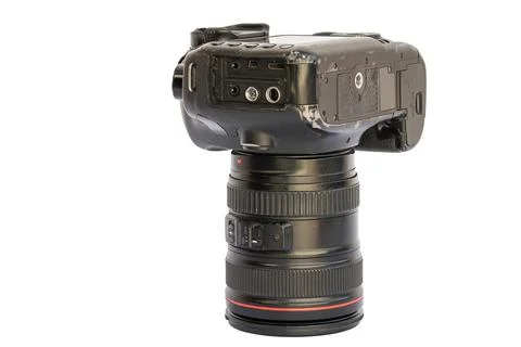 Worn Digital Camera with Lens Isolated on White Background Stock Photos