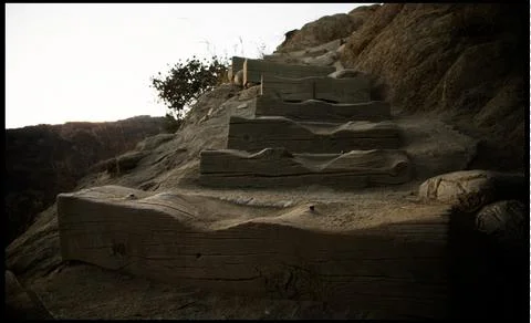 Worn down wooden steps Stock Photos